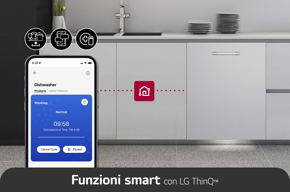 LG QuadWash DB365TXS Lavastoviglie a scomparsa totale Classe B 14 coperti Vapore Wi-Fi