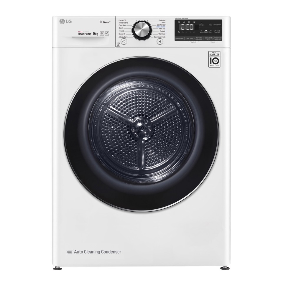 LG RC90V9AV2W Asciugatrice 9 kg Pompa di Calore Libera installazione Carica frontale C