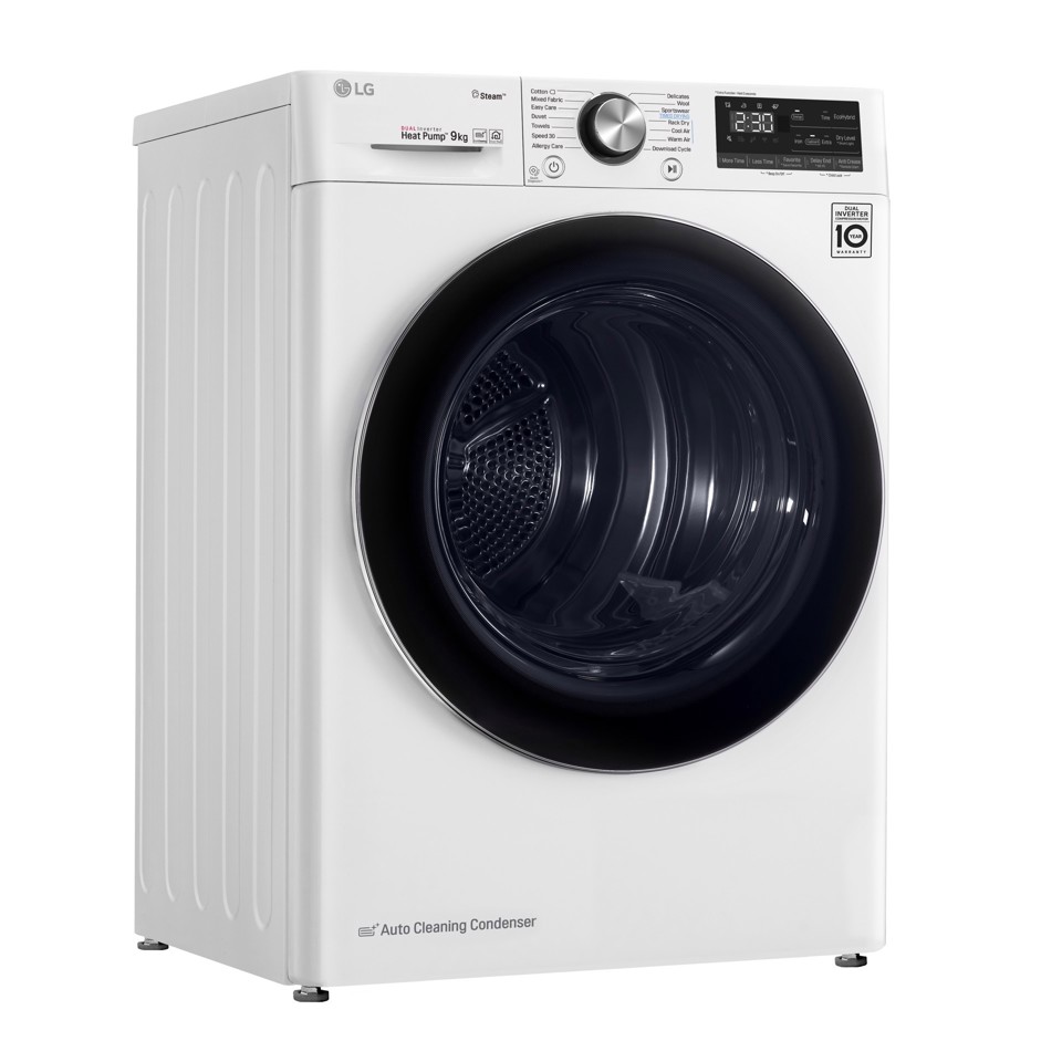 LG RC90V9AV2W Asciugatrice 9 kg Pompa di Calore Libera installazione Carica frontale C