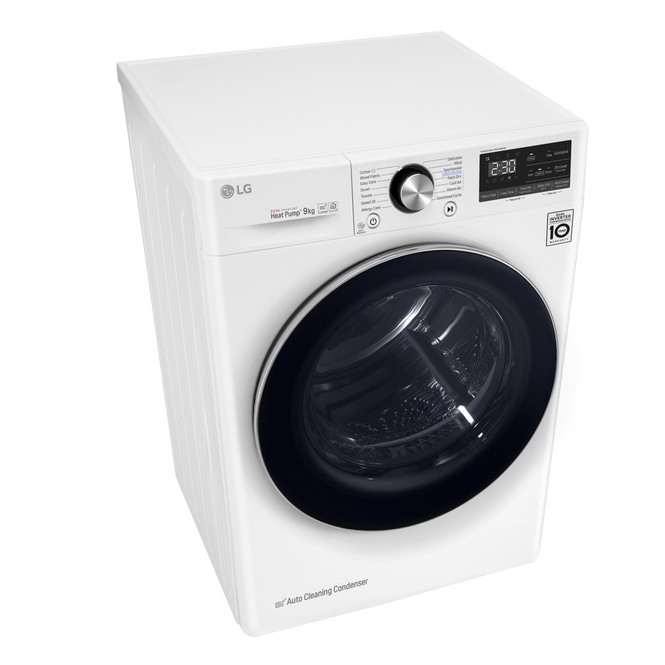 LG RC90V9AV2W Asciugatrice 9 kg Pompa di Calore Libera installazione Carica frontale C