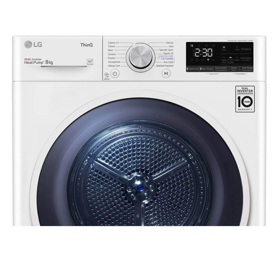 LG RH80V9AVHN Asciugatrice 8 kg Libera installazione Carica frontale C