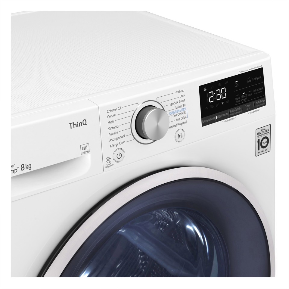 LG RH80V9AVHN Asciugatrice 8 kg Libera installazione Carica frontale C