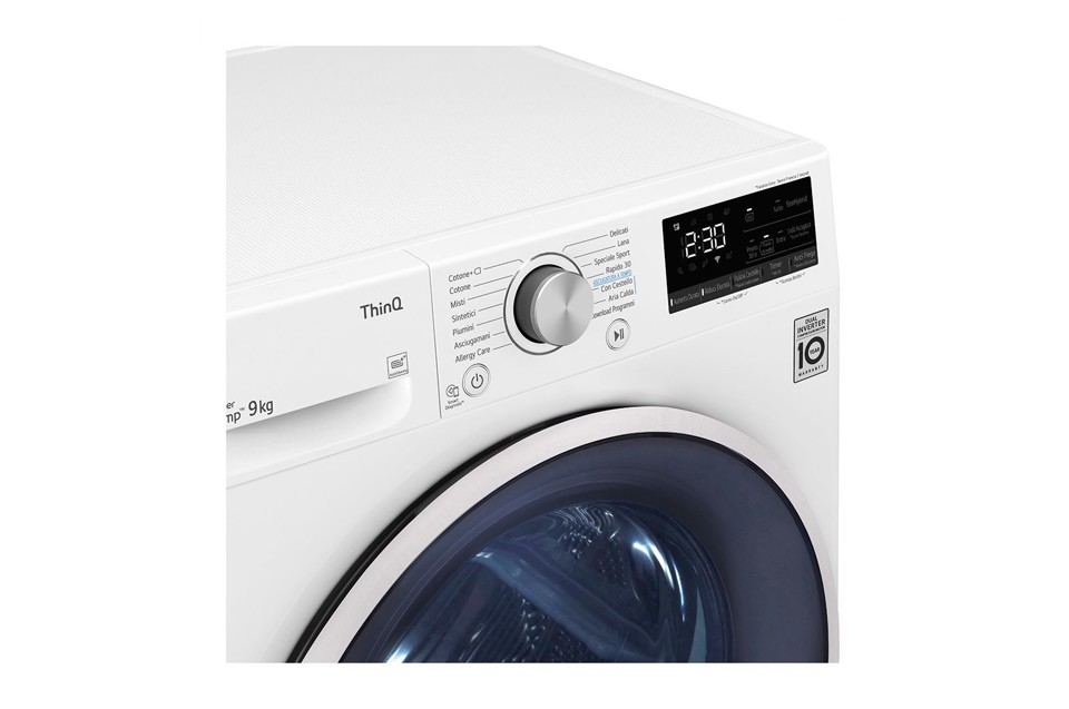 LG RH90V9AVHN asciugatrice Libera installazione Caricamento frontale 9 kg Bianco