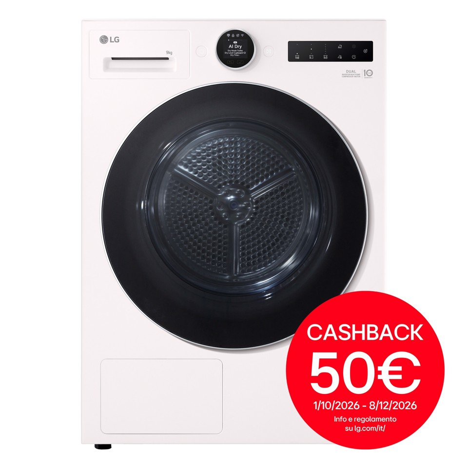 LG RHX9009TWC Asciugatrice Intelligente AI Dry 9 kg Classe A Bianco