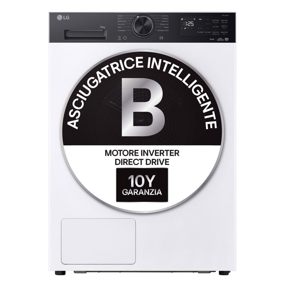 LG RNX5009TKB Asciugatrice Intelligente AI Dry 9 kg Classe B Bianco/Nero