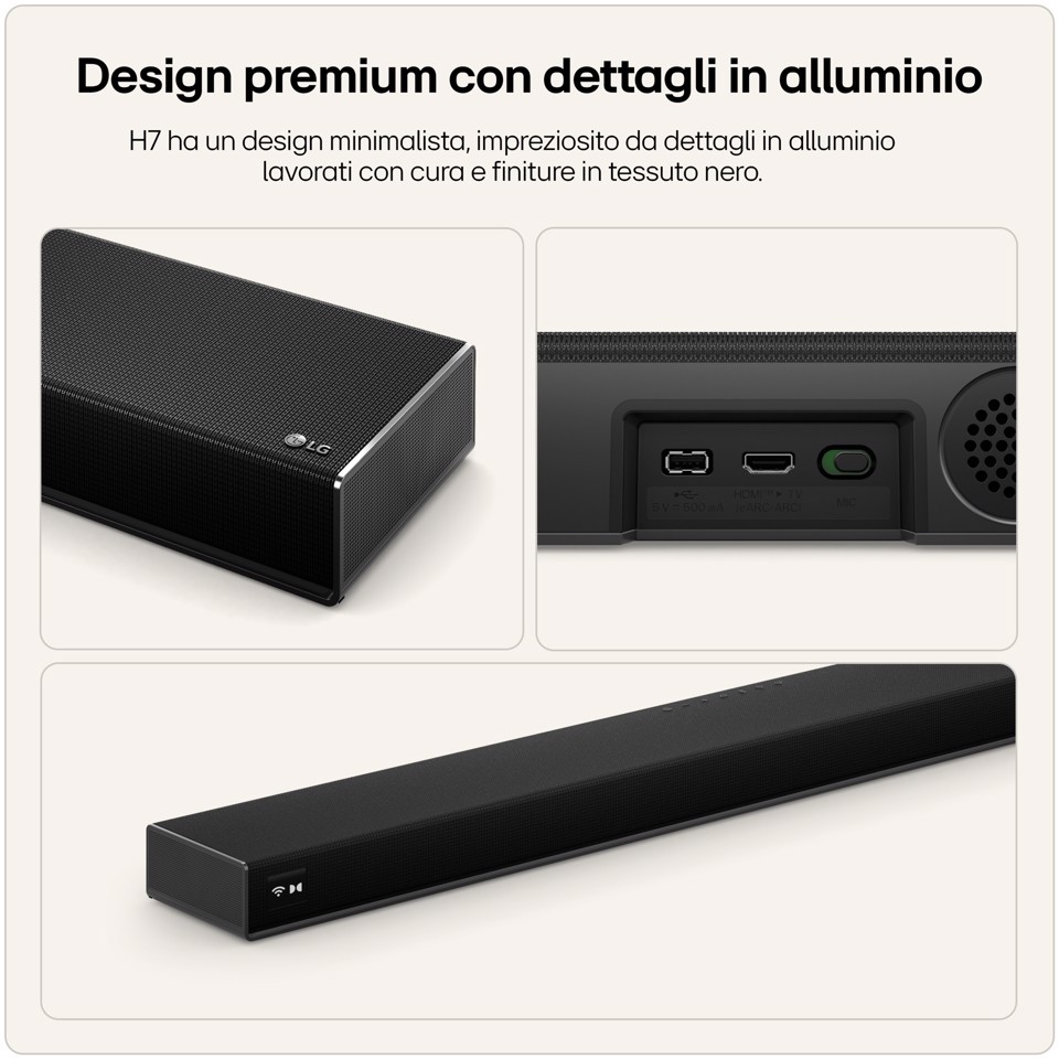 LG Sound Suite H7, Soundbar all-in-one con audio spaziale 9.1.6 & Dolby Atmos FlexConnect, Black