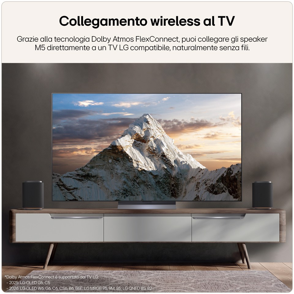 LG Sound Suite M5, Speaker wireless 1.1.1 canali con audio spaziale & Dolby Atmos FlexConnect
