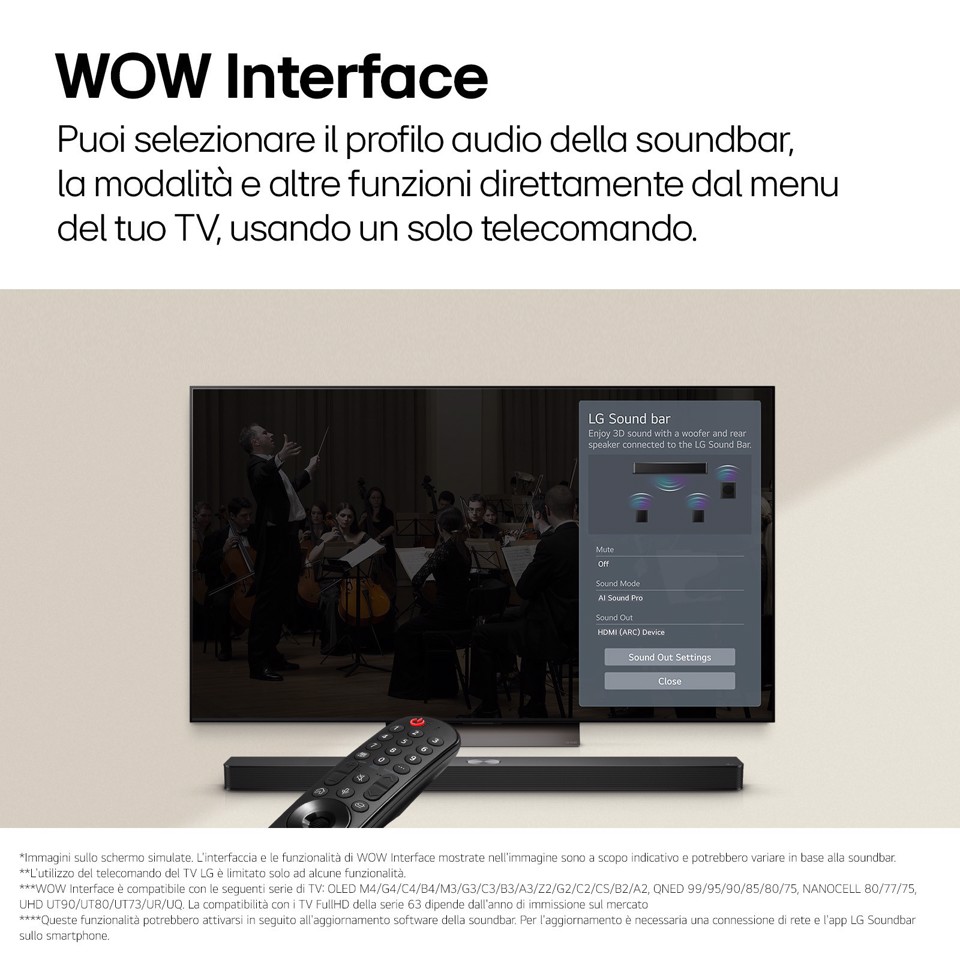 LG Soundbar S60T, 340W su 3.1 canali, Dolby Digital, DTS, Subwoofer wireless, Bluetooth