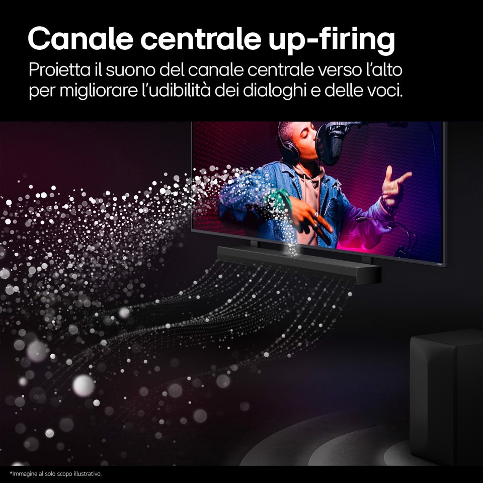 LG Soundbar S70TY, 400W su 3.1.1 canali, Dolby Atmos, DTS:X, Speaker centrale up-firing
