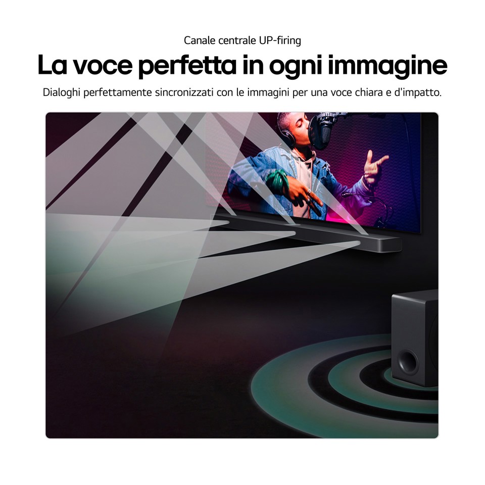 LG Soundbar S80TY, 480W su 3.1.3 canali, Dolby Atmos, Wi-Fi