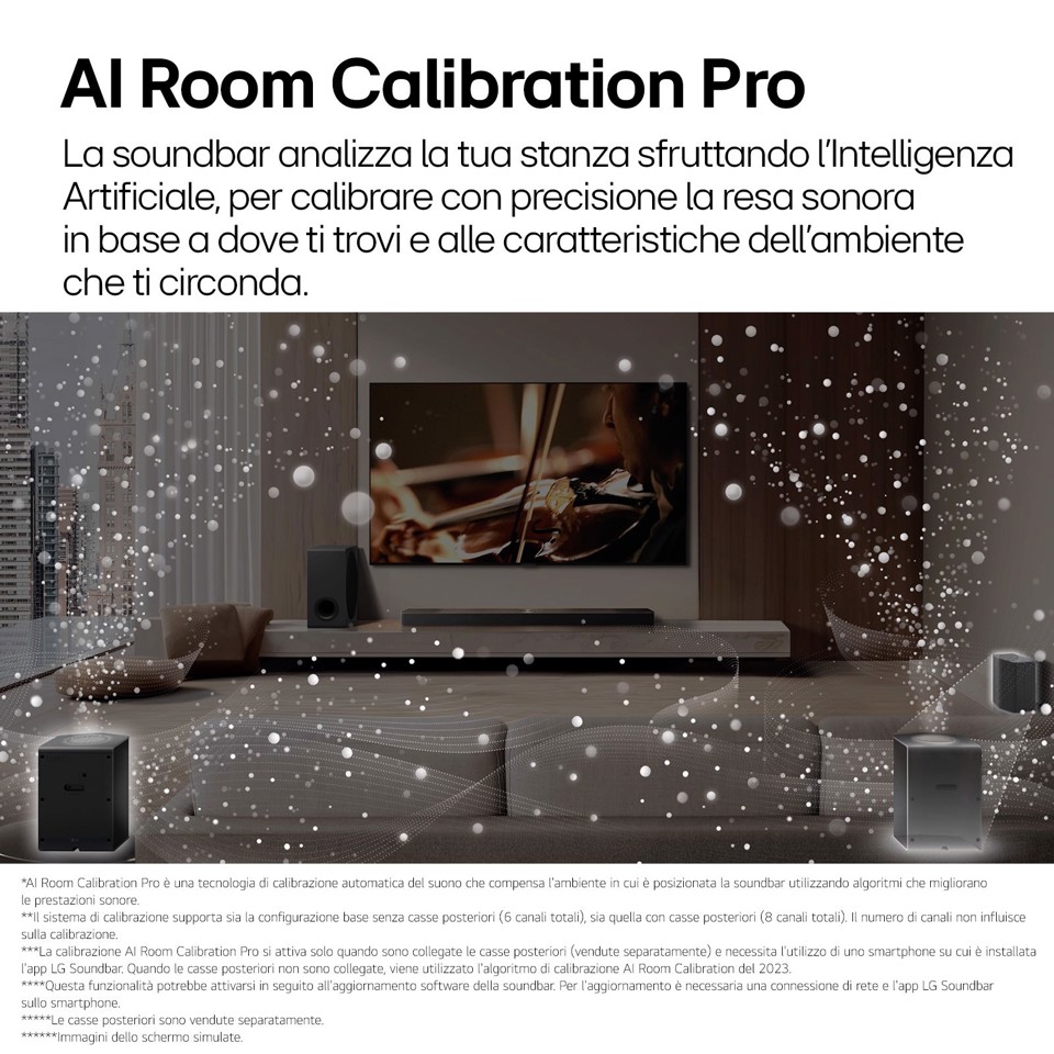 LG Soundbar S90TY, 570W su 5.1.3 canali, Dolby Atmos, Wi-Fi, 3 speaker up-firing