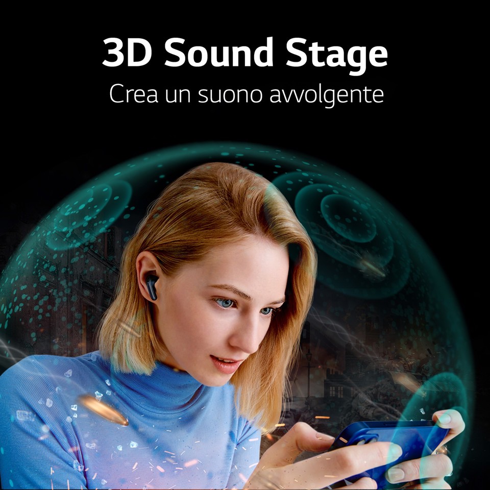 LG TONE Free FP5 - Cuffie True Wireless Bluetooth con ANC (Nero)