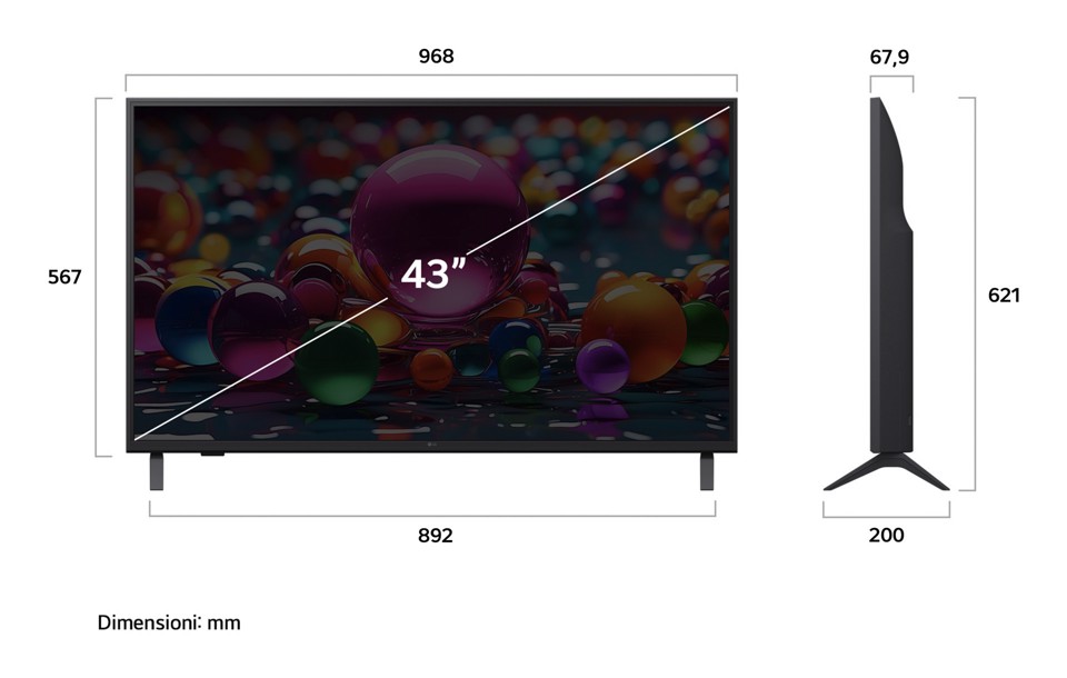 LG UHD AI 43UA74006LB TV webOS Serie UA74 43'' 4K, α7 Gen8, HDR10, 20W, 3 HDMI con Game Optimizer, Smart TV WebOS 2025