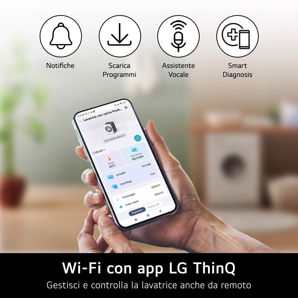 LG W4NX1095NWB Lavasciuga 9/5kg Serie X1, Classe A/E, 6 Motion Direct Drive, Wi-Fi, 1400 giri, Allergy Care, Bianca
