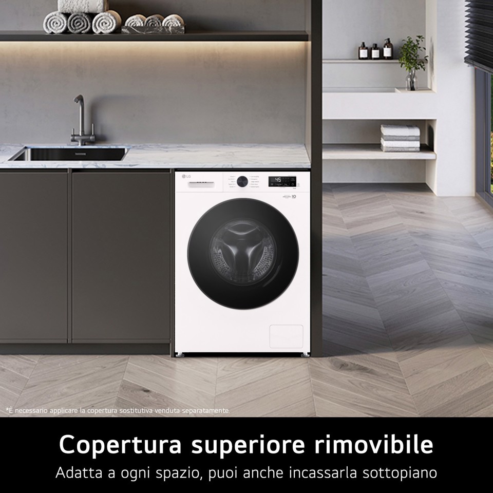 LG W4NX1095NWB Lavasciuga 9/5kg Serie X1, Classe A/E, 6 Motion Direct Drive, Wi-Fi, 1400 giri, Allergy Care, Bianca