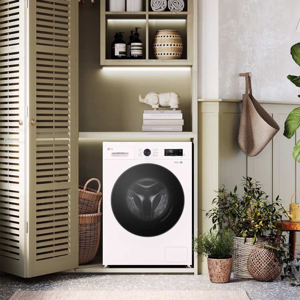 LG W4NX1095NWB Lavasciuga 9/5kg Serie X1, Classe A/E, 6 Motion Direct Drive, Wi-Fi, 1400 giri, Allergy Care, Bianca