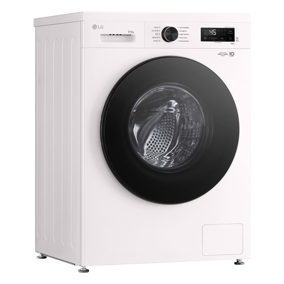 LG W4NX1095NWB Lavasciuga 9/5kg Serie X1, Classe A/E, 6 Motion Direct Drive, Wi-Fi, 1400 giri, Allergy Care, Bianca