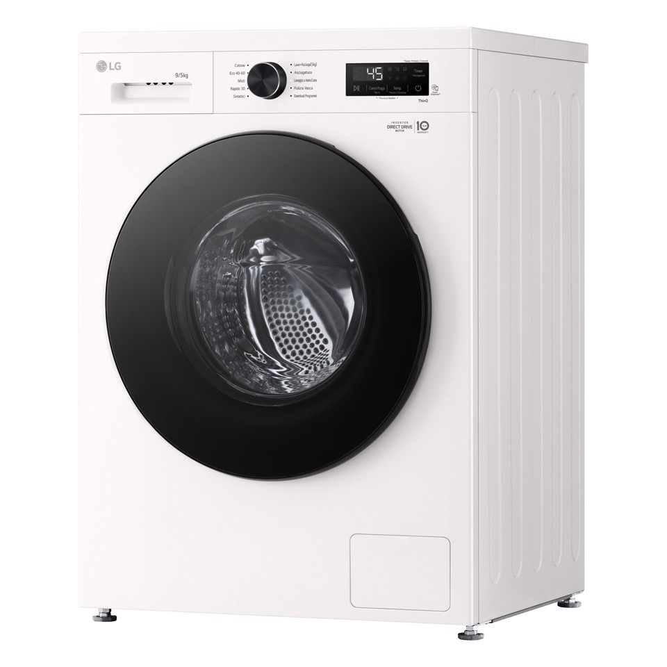 LG W4NX1095NWB Lavasciuga 9/5kg Serie X1, Classe A/E, 6 Motion Direct Drive, Wi-Fi, 1400 giri, Allergy Care, Bianca