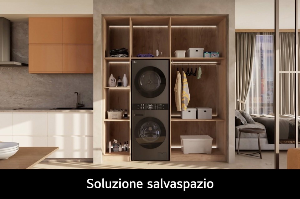LG WashTower WT1210BBF Colonna Bucato Lavatrice + Asciugatrice 12/10kg AI DD, Classe A-10%/A+++, Pannello unificato