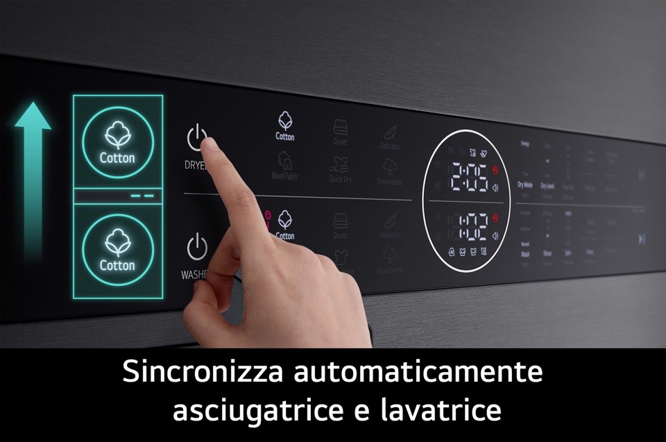 LG WashTower WT1210BBF Colonna Bucato Lavatrice + Asciugatrice 12/10kg AI DD, Classe A-10%/A+++, Pannello unificato