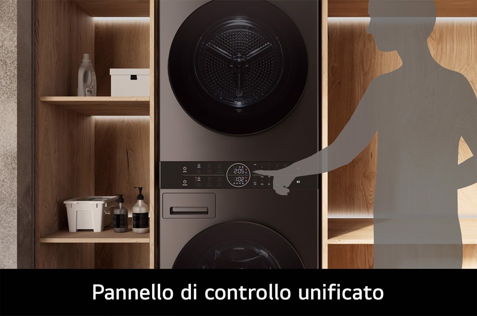 LG WashTower WT1210BBF Colonna Bucato 12/10kg AI DD, Classe A, Pannello unificato