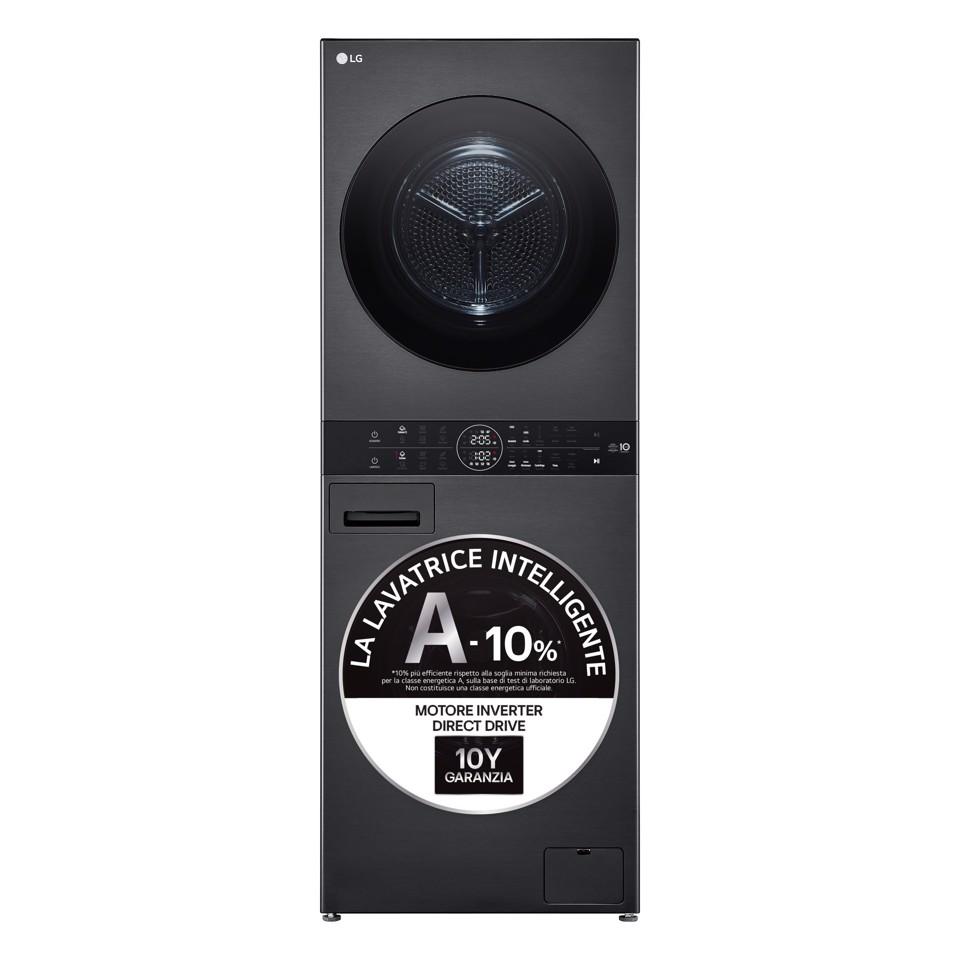 LG WashTower WT1210BBF Colonna Bucato 12/10kg AI DD, Classe A, Pannello unificato