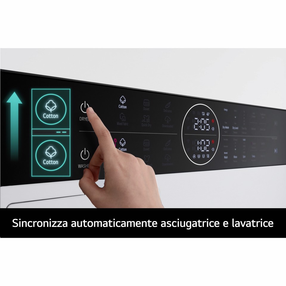 LG WashTower WT1210WWF Colonna Bucato 12/10kg AI DD, Classe A, Pannello unificato