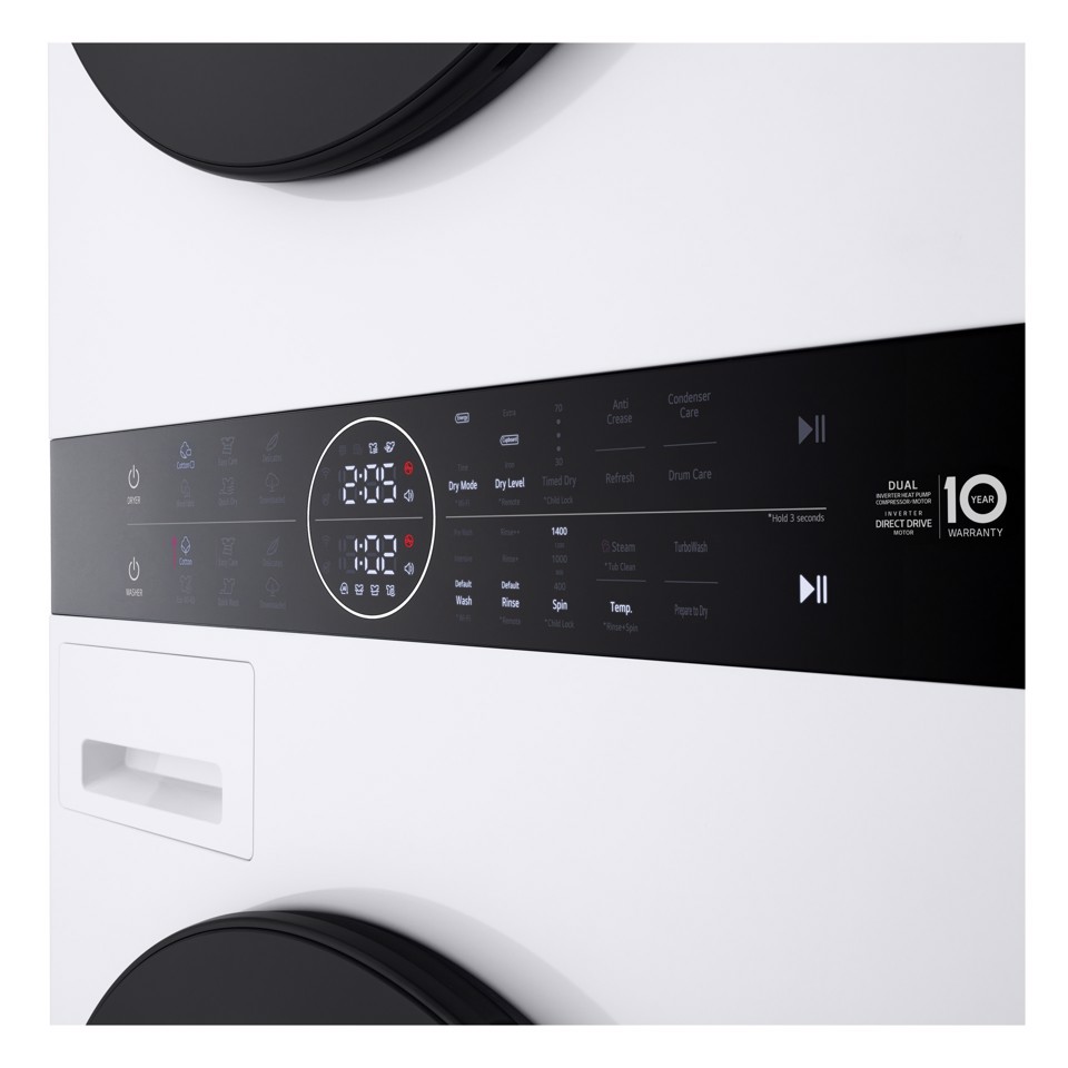 LG WashTower WT1210WWF Colonna Bucato 12/10kg AI DD, Classe A, Pannello unificato