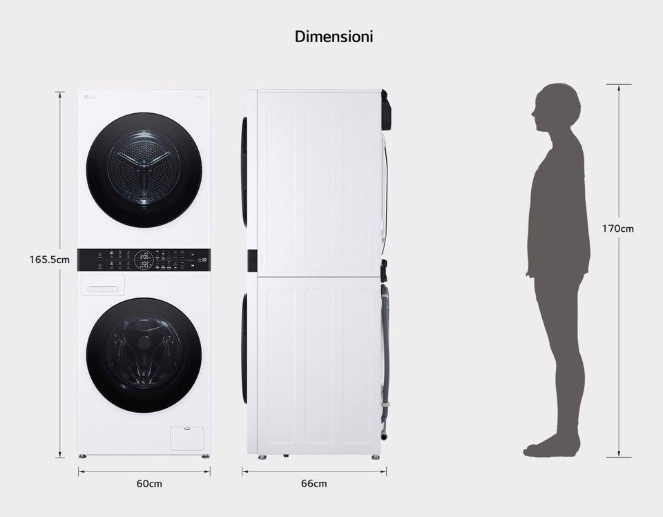 LG WT1210WWF lavasciuga Libera installazione Caricamento frontale Bianco A