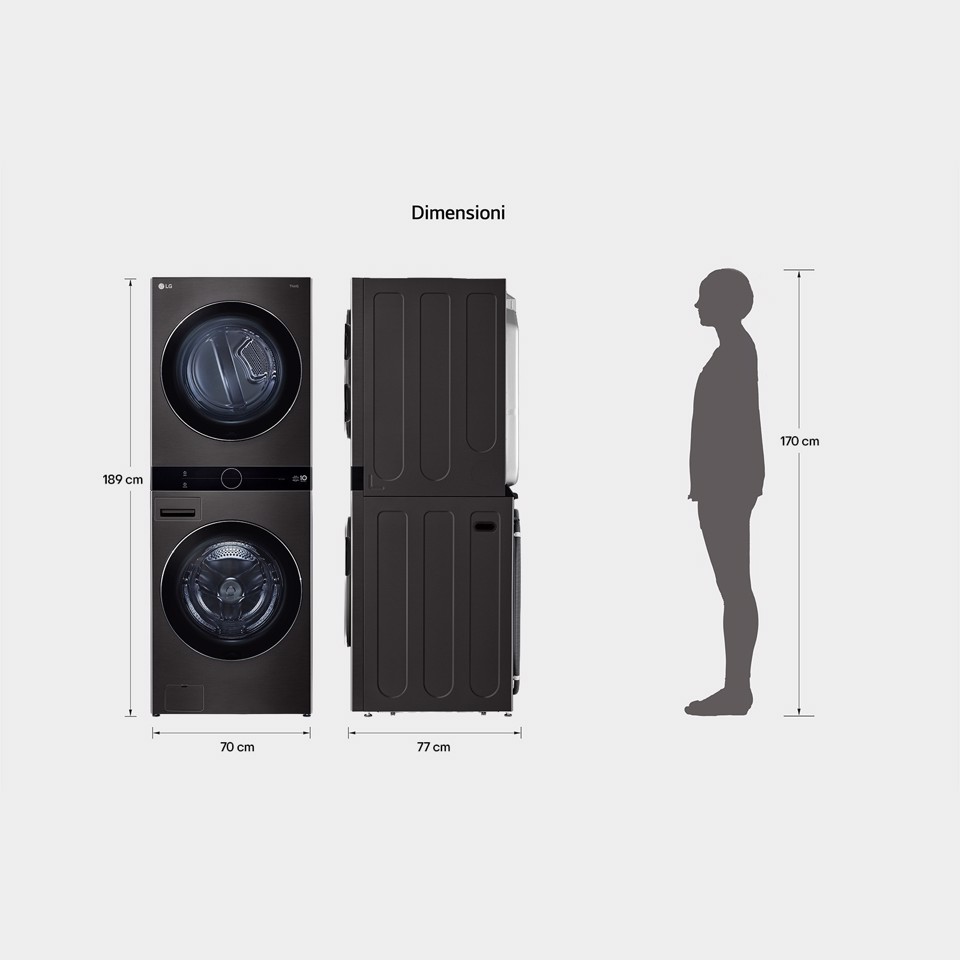 LG WT1716BBF lavasciuga Libera installazione Caricamento frontale Nero