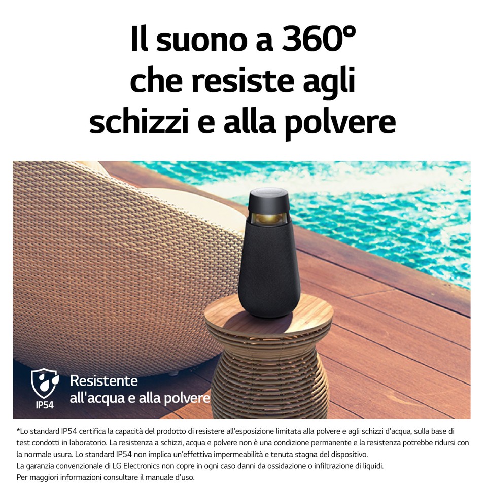 LG XBOOM 360 XO3, Speaker omnidirezionale 50W, Illuminazione, IP54, Bluetooth 5.1, Beige