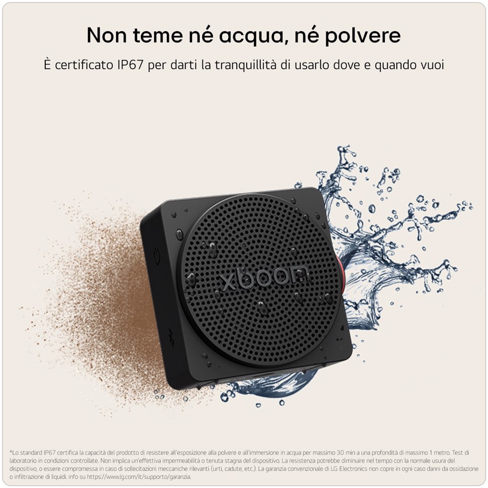 LG xboom Mini by will.i.am, Speaker Bluetooth portatile 5W, Compatto e versatile, 10 ore di autonomia, IP67, Black