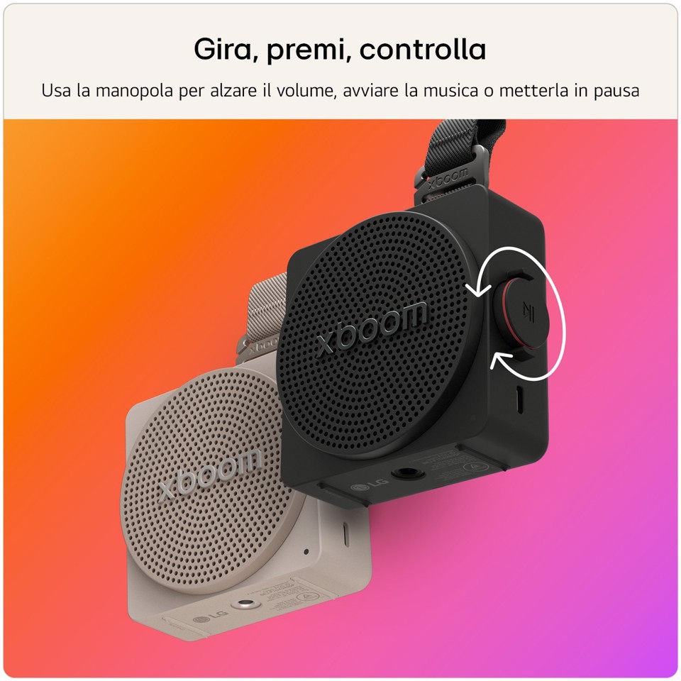 LG xboom Mini by will.i.am, Speaker Bluetooth portatile 5W, Compatto e versatile, 10 ore di autonomia, IP67, Black