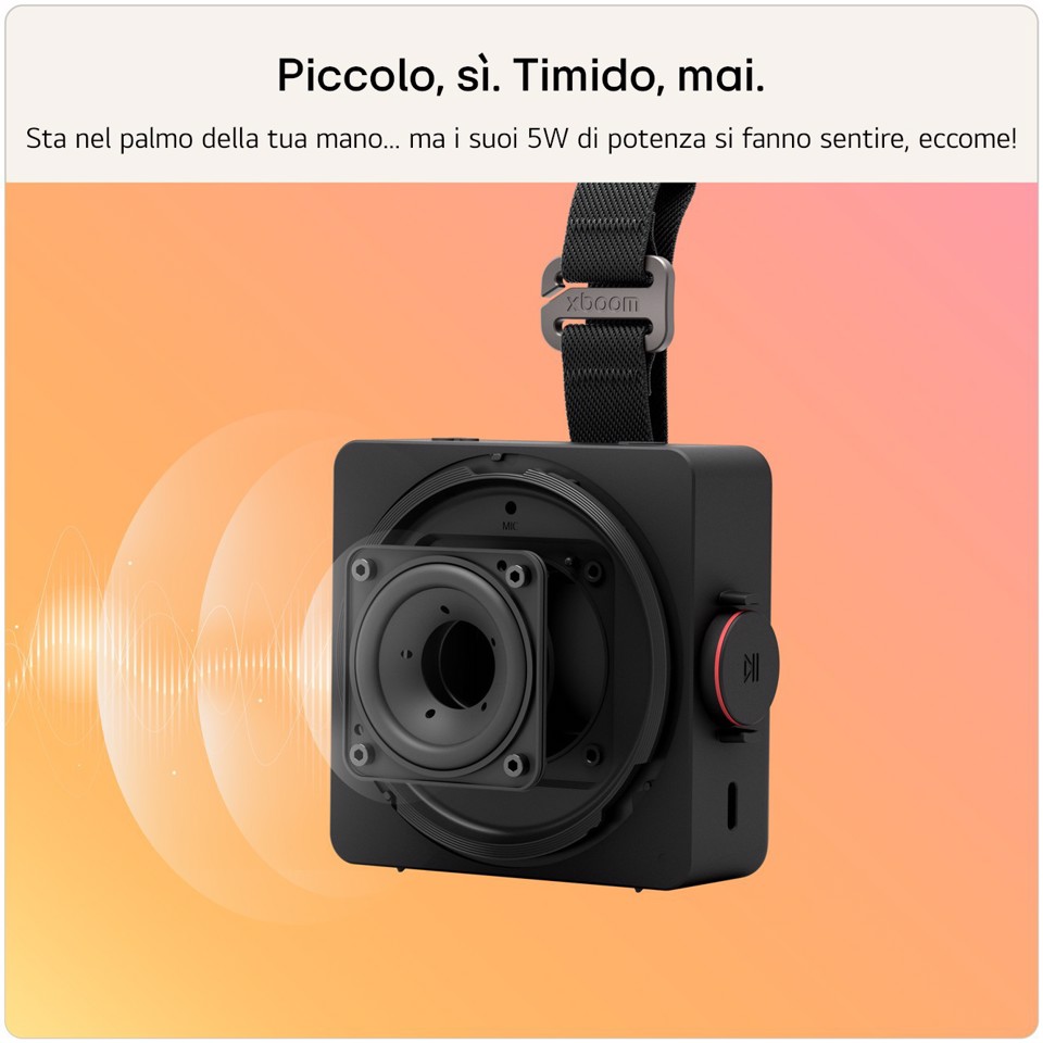 LG xboom Mini by will.i.am, Speaker Bluetooth portatile 5W, Compatto e versatile, 10 ore di autonomia, IP67, Black