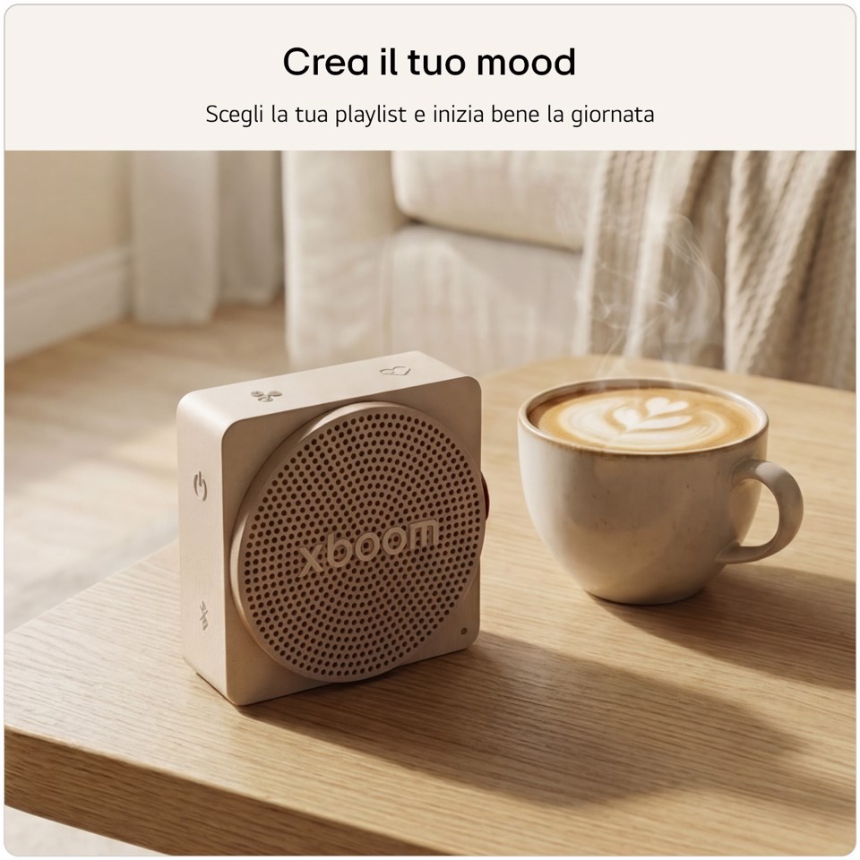 LG xboom Mini by will.i.am, Speaker Bluetooth portatile 5W, Compatto e versatile, 10 ore di autonomia, IP67, Black