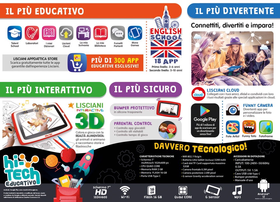 Lisciani 97005 tablet da bambino 16 GB Wi-Fi Multicolore