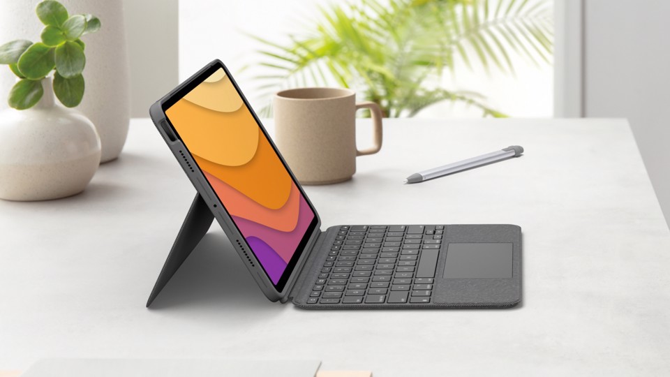 Logitech Combo Touch Custodia con Tastiera per iPad Air (4. gen - 2020) - Tastiera Retroilluminata Rimovibile, Trackpad Click-Anywhere, Smart Connector - Grigio.