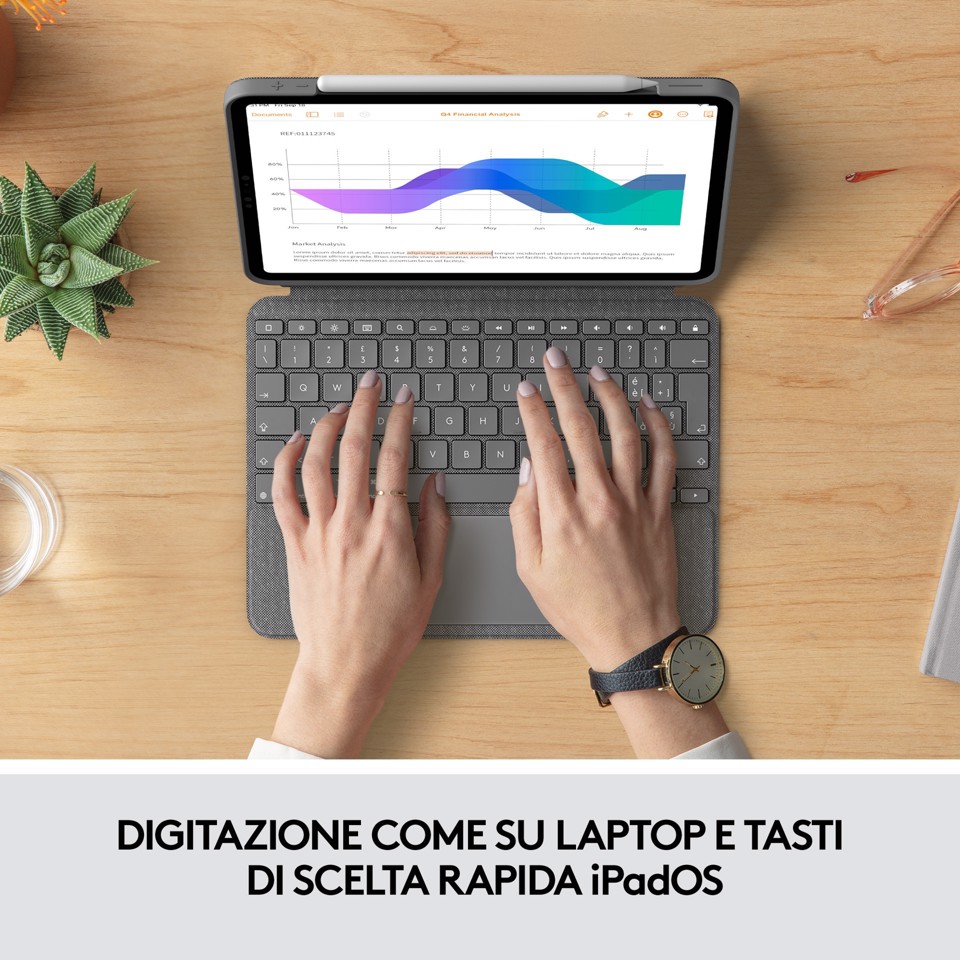 Logitech Combo Touch Custodia con Tastiera per iPad Pro 11 pollici (1a, 2a, 3a gen - 2018, 2020, 2021) - Tastiera Retroilluminata Rimovibile, Trackpad, Smart Connector - Grigio