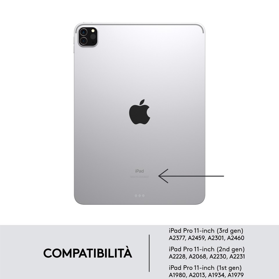 Logitech Combo Touch Custodia con Tastiera per iPad Pro 11 pollici (1a, 2a, 3a gen - 2018, 2020, 2021) - Tastiera Retroilluminata Rimovibile, Trackpad, Smart Connector - Grigio