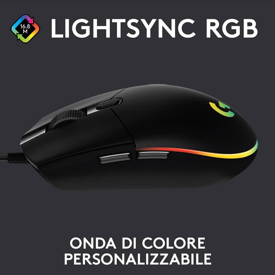 Logitech G G203 LIGHTSYNC mouse gaming a filo