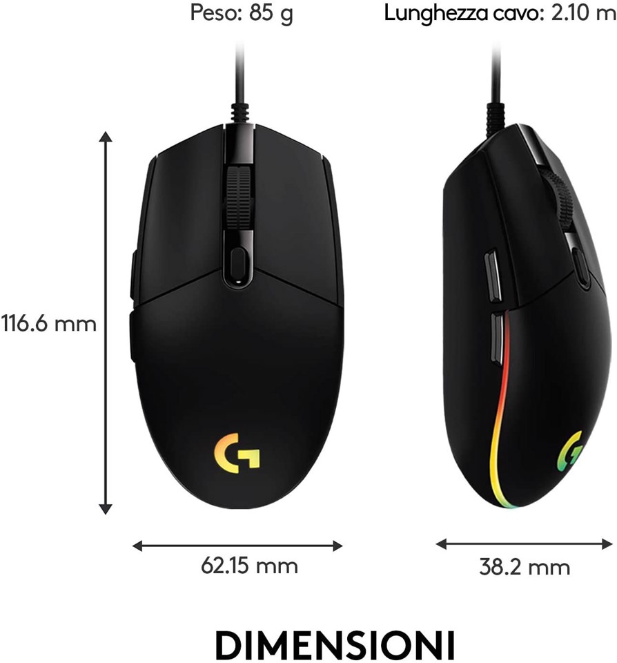 Logitech G G203 LIGHTSYNC mouse gaming a filo