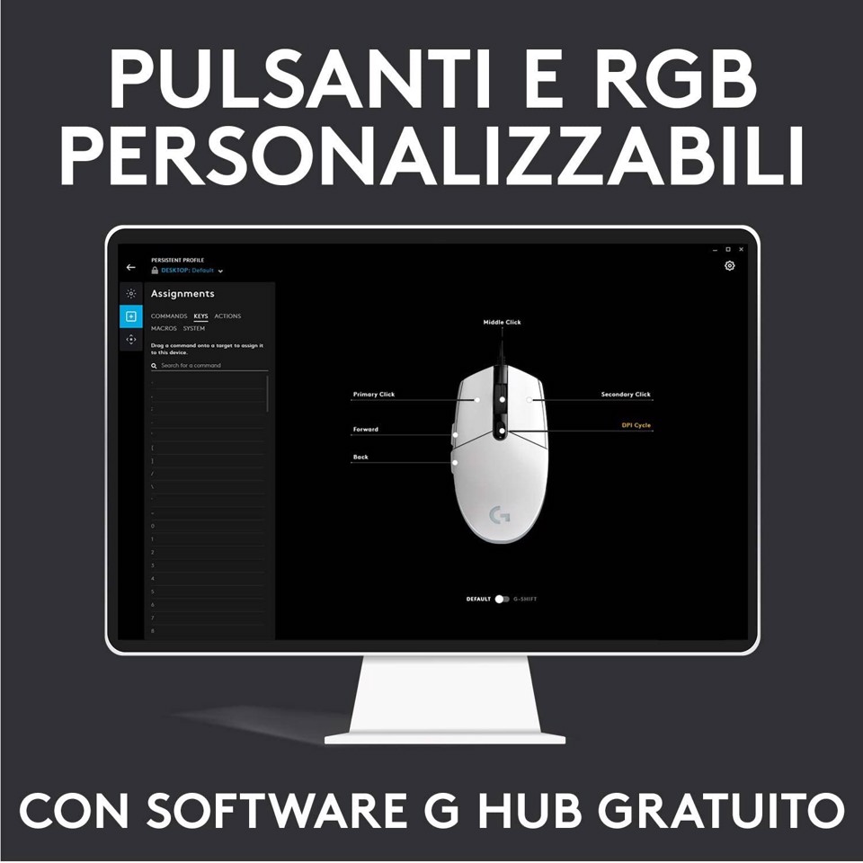 Logitech G G203 LIGHTSYNC mouse gaming a filo