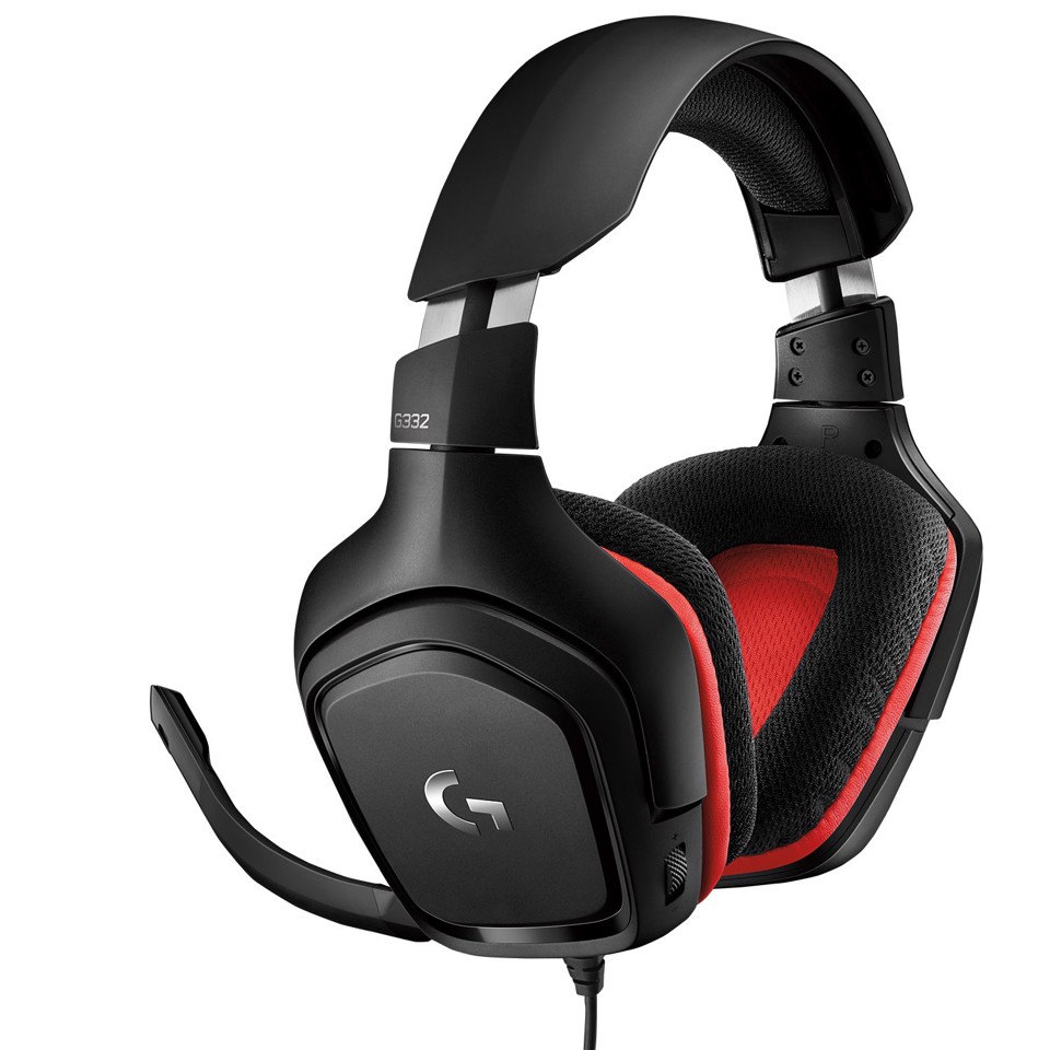 Logitech G G332 Cuffia Gaming con Microfono A Filo Nero, Rosso