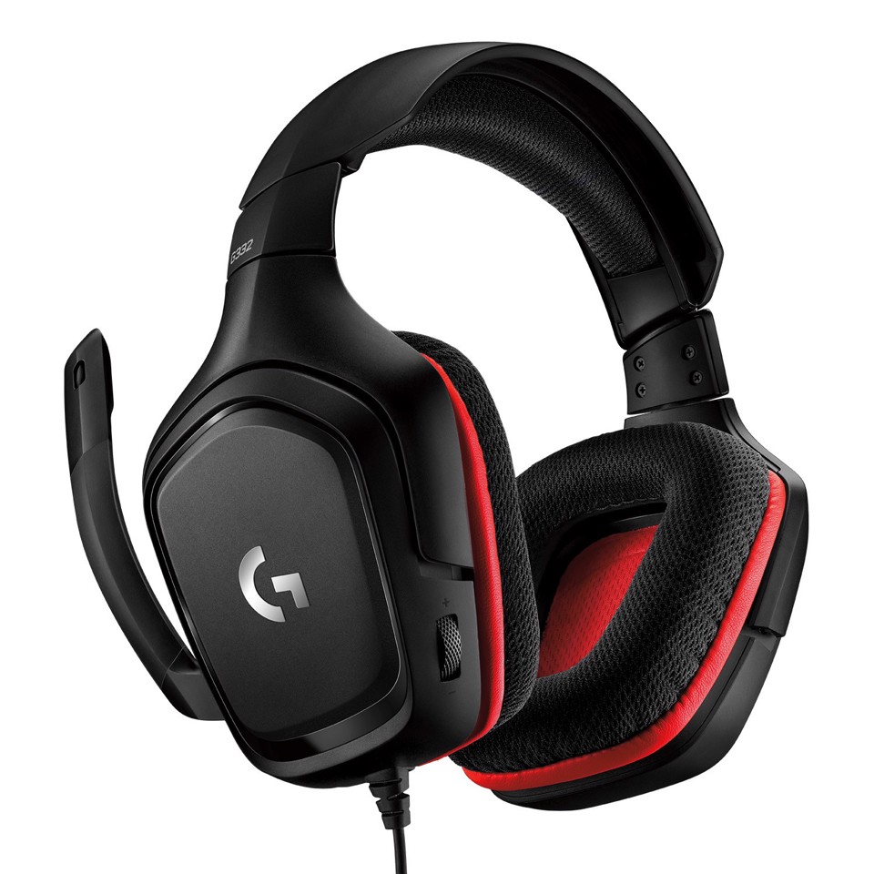 Logitech G G332 Cuffia Gaming con Microfono A Filo Nero, Rosso