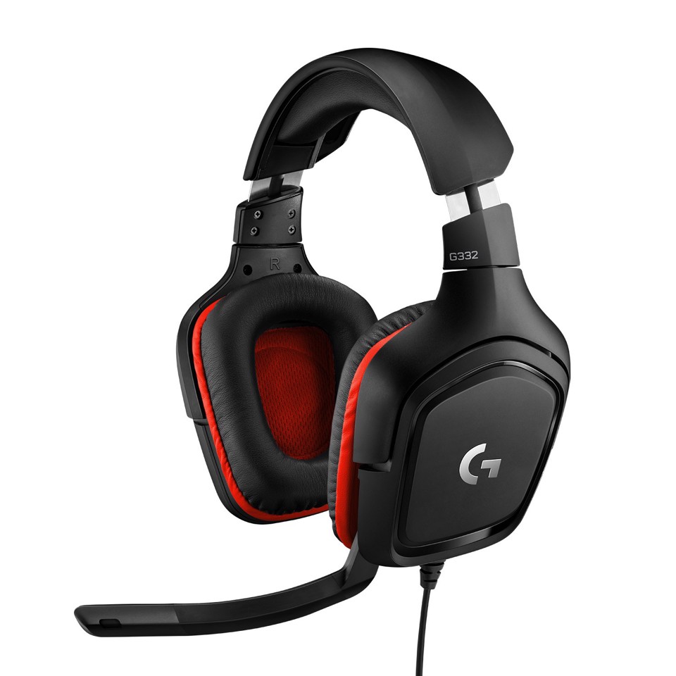 Logitech G G332 Cuffia Gaming con Microfono A Filo Nero, Rosso