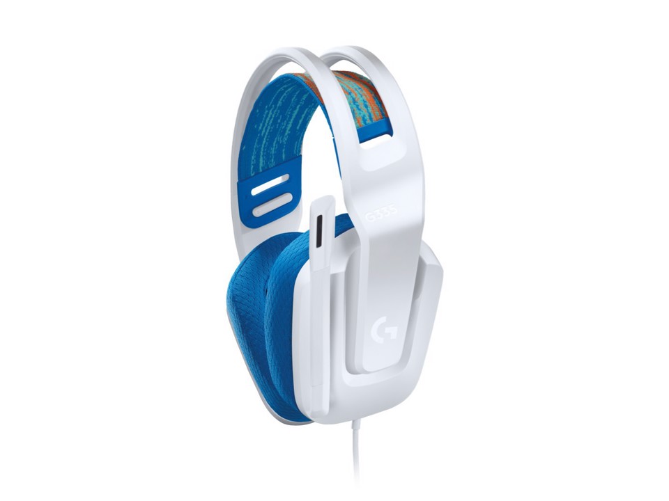 Logitech G G335, Cuffia Gaming cablata con microfono flip-to-mute, jack audio da 3,5 mm, imbottiture in memory foam, leggera, compatibile con PC, PlayStation, Xbox, Nintendo Switch/Switch 2 - Bianco