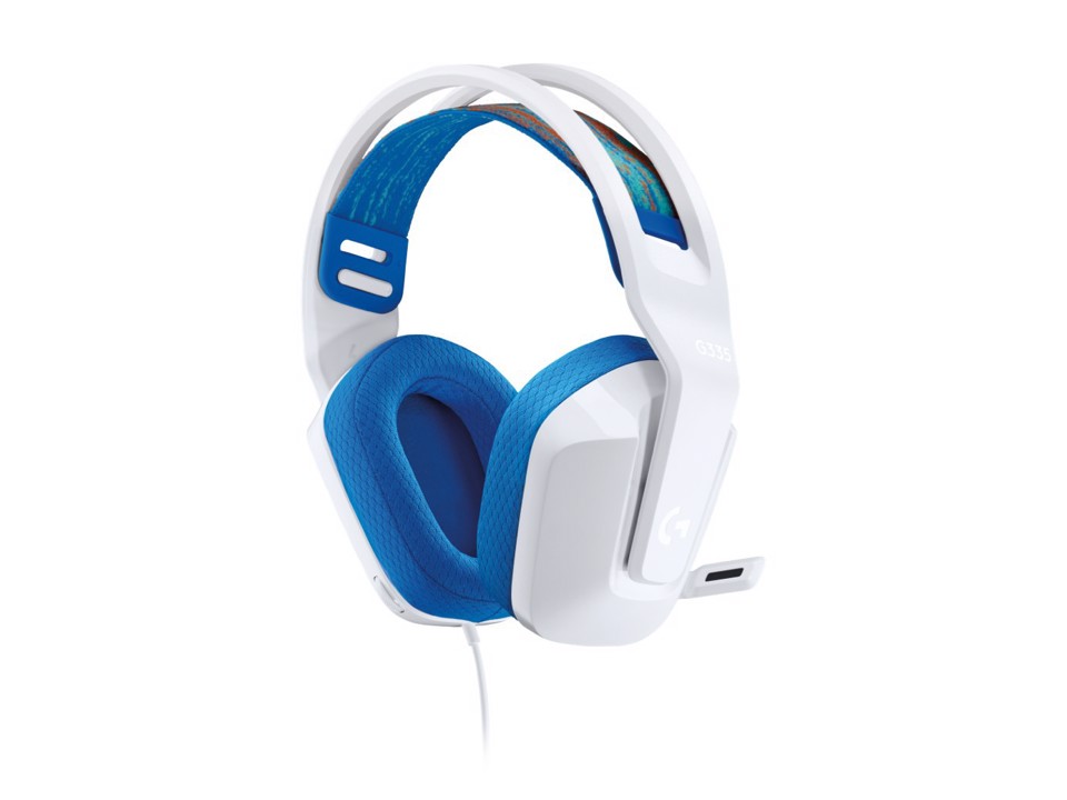 Logitech G G335, Cuffia Gaming cablata con microfono flip-to-mute, jack audio da 3,5 mm, imbottiture in memory foam, leggera, compatibile con PC, PlayStation, Xbox, Nintendo Switch/Switch 2 - Bianco
