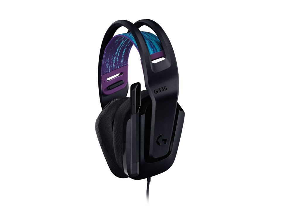 Logitech G G335, Cuffia Gaming cablata con microfono flip-to-mute, jack audio da 3,5 mm, imbottiture in memory foam, leggera, compatibile con PC, PlayStation, Xbox, Nintendo Switch/Switch 2 - Nero