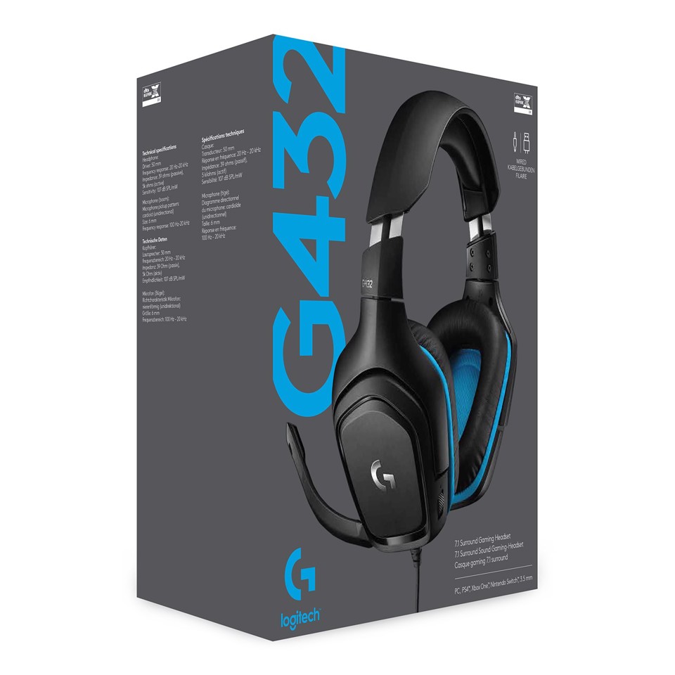 Logitech G G432 Auricolare Cablato A Padiglione Giocare Nero, Blu