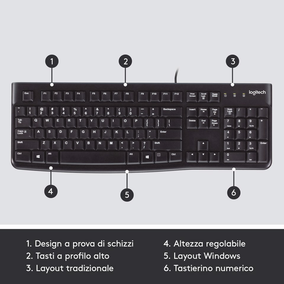 Logitech K120 Tastiera con Cavo